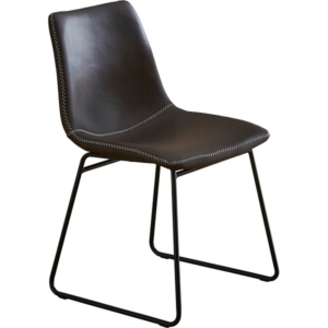 パーソナルチェア 2脚セット スチール脚 ヴィンテージレザー調 スクエアチェア 組立品 リビング 代引不可