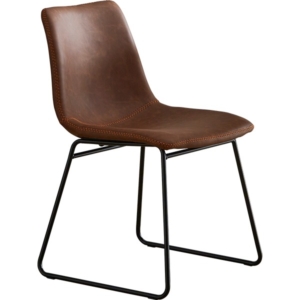 パーソナルチェア 2脚セット レッド スチール脚 ヴィンテージレザー調 スクエアチェア 組立品 リビング 代引不可