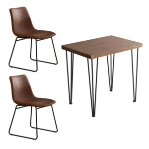 チェア テーブル 3点セット テーブル:ウォールナット スクエアチェア2 レッド 組立品 リビング 代引不可