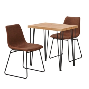 チェア テーブル 3点セット テーブル:シャビーオーク スクエアチェア2 レッド 組立品 リビング 代引不可