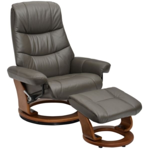 パーソナルチェア リクライニングチェア 幅82cm 本革 360度回転 リクライニング 肘付き 木製脚 オットマン GY 組立品 代引不可