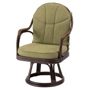 パーソナルチェア 肘付き 持ち手付き 持ち運び便利 ラタン 回転 チェア リビング インテリア家具 組立式