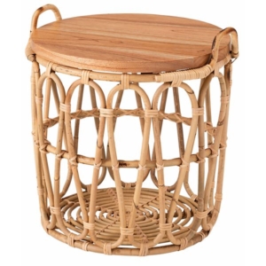 サイドテーブル 天然木 ミンディ ラタン バスケットテーブル リビング インテリア家具 完成品