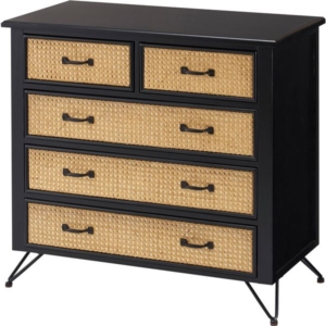 チェスト タンス 天然木 ミンディ ラタン 引き出し 脚付き リビング インテリア家具 収納家具 組立式