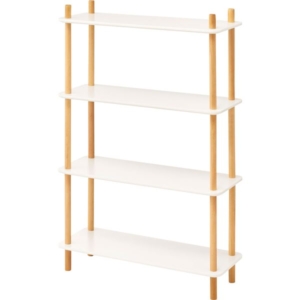 オープンラック 収納棚 4段 ねじ込み式 天然木 ビーチ 高さ調節可 リビング インテリア家具 収納家具