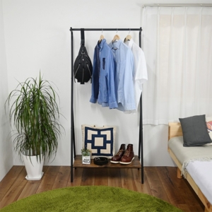 ハンガーラック Z型 収納棚付き コートハンガー 衣類収納 組立品