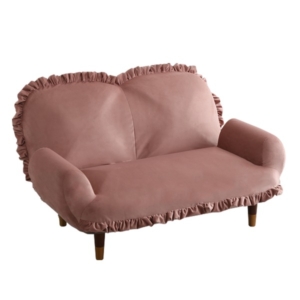 大人かわいいインテリア フリル付きベロアソファ ピンク 代引不可