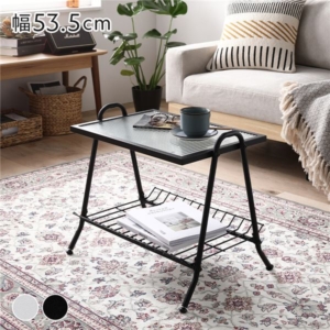 コーヒーテーブル 約幅53.5 奥行38 高さ45.5cm 棚付き レトロ調 ローテーブル インテリア家具 組立品