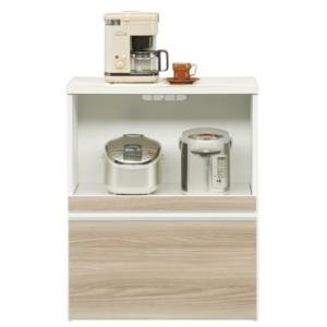 キッチンカウンター キッチン収納 木目調 2口コンセント スライドテーブル 引き出し付き 日本製 完成品 開梱設置 代引不可