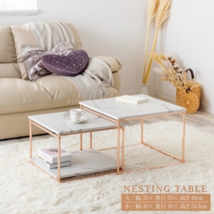大理石柄/ゴールドメッキのネストテーブル 組立式 代引不可