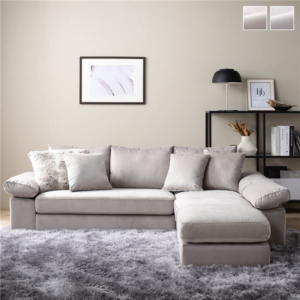 ソファ 脚なし 樹脂パーツ1cm ファブリック ミニクッション3個付き カバーリング仕様 ベルベット調 組立品