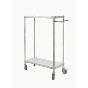 ガルバシェルフワゴン 2段 ポール 1200 シルバー 取っ手付き 日本製 キャスター付き ガルバ シェルフ ワゴン 組立式