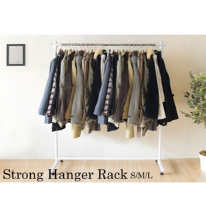 頑丈 ハンガーラック スチール製 サイドフック キャスター付き 高さ調節可 リビング ベッドルーム オフィス