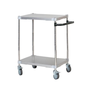 ステンレスシェルフワゴン 2段 キャスター 700 取っ手付き 日本製 ステンレス シェルフ ワゴン 組立式