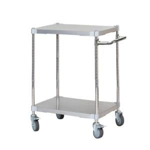 ステンレスシェルフワゴン 2段 シルバー キャスター 700 取っ手付き 日本製 ステンレス シェルフ ワゴン 組立式