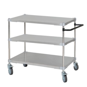 ステンレスシェルフワゴン 3段 キャスター 700 取っ手付き 日本製 ステンレス シェルフ ワゴン 組立式 代引不可