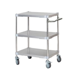 ステンレスシェルフワゴン 3段 シルバー キャスター 700 取っ手付き 日本製 ステンレス シェルフ ワゴン 組立式