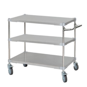 ステンレスシェルフワゴン 3段 シルバー キャスター 700 取っ手付き 日本製 ステンレス シェルフ ワゴン 組立式 代引不可