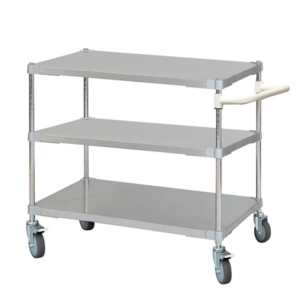 ステンレスシェルフワゴン 3段 キャスター 700 取っ手付き 日本製 ステンレス シェルフ ワゴン 組立式 プロフェイス 代引不可