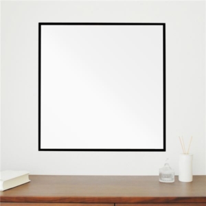 細枠正方形ウォールミラー (/黒) 天然木 鏡 スリム 高級感 木製 飛散防止加工 壁掛け オシャレ 北欧風 玄関 トイレ 洗面 日本製 完成品 NK-10