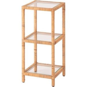 ガラス シェルフ 約 オープンタイプ 天然ラタン インテリア家具 ディスプレイ 収納棚