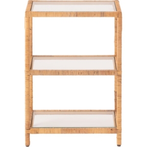 ガラス シェルフ W 約 オープンタイプ 天然ラタン インテリア家具 ディスプレイ 収納棚