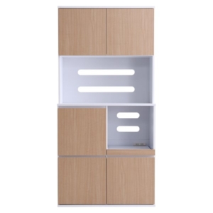 スリム食器棚 約79cm幅 オーク 組立品 代引不可