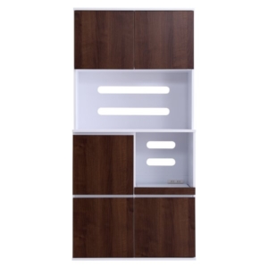 スリム食器棚 約79cm幅 ウォールナット 組立品 代引不可