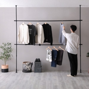 つっぱりハンガーラック 2段 代引不可