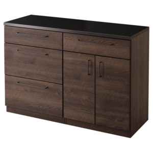 日本製 特殊鋼板を使った組み合わせキッチンカウンター 約120cm 引き出し収納+扉収納 ウォールナット 代引不可