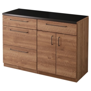 日本製 特殊鋼板を使った組み合わせキッチンカウンター 約120cm 引き出し収納+扉収納 代引不可