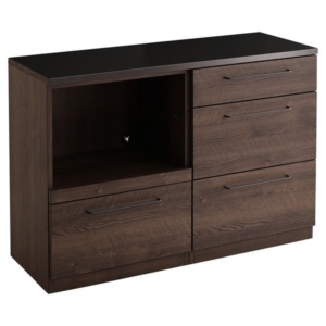 日本製 特殊鋼板を使った組み合わせキッチンカウンター 約120cm オープン収納+引き出し収納 ウォールナット 代引不可