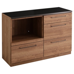 日本製 特殊鋼板を使った組み合わせキッチンカウンター 約120cm オープン収納+引き出し収納 代引不可