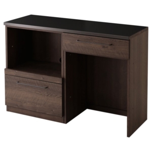 日本製 特殊鋼板を使った組み合わせキッチンカウンター 約120cm オープン収納+ゴミ箱上カウンター ウォールナット 代引不可