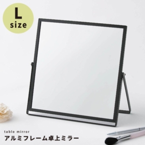 12枚セット アルミフレーム卓上ミラー(//黒) 卓上鏡 カガミ メイク シンプル 飛散防止加工 角度調整可 大型 ワイド 業務用 完成品 NK-248