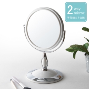 6個セット ラウンド卓上ミラー 2WAY(3倍鏡/拡大鏡) 6個セット 丸型/飛散防止加工/角度調整可/スタンド/鏡/カガミ/完成品/NK-243