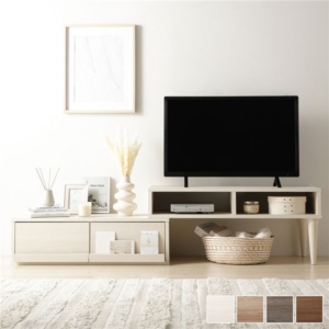 伸縮 テレビボード 引き出しタイプ 幅90cm 木目 ローボード タイプ テレビ台 テレビラック TVボード 組立品