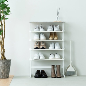 2個セット ワンタッチ式可動棚ラック フィット(マーブル/大理石) マルチラック 収納 韓国インテリア シェルフ スリム 玄関収納 キッチンラック シューズラック 業務用 NK-7501 組立品