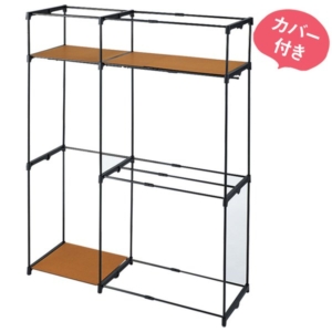 サイズが選べるカバー付クローゼットハンガー -150cm・伸縮 組立式