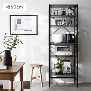 レンジラック シェルフタイプ ストーン調 ルナグレー スチール 可能棚付 キッチン収納 キッチンラック