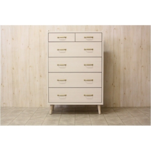 チェスト タンス 5段 木製脚付 取っ手：ゴールド 引き出し 木目調 日本製 リビングチェスト ベッドルーム 代引不可