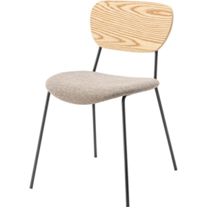 チェア ベージュ (ウッド) (約W48 D55 H75 H46cm) 完成品