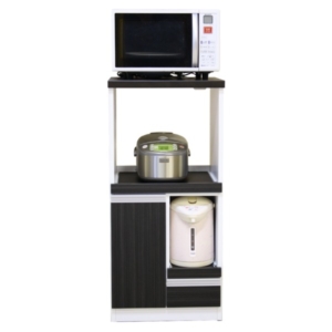 レンジ台 幅48cm スライドカウンター 1口コンセント 可動棚付き 木目柄 日本製 キッチン収納 完成品 代引不可