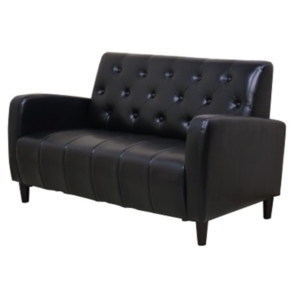 ソファー 幅130cm 合成皮革 合皮 肘付き 木製脚付き ミッドセンチュリー風 半完成品 リビング ダイニング 代引不可