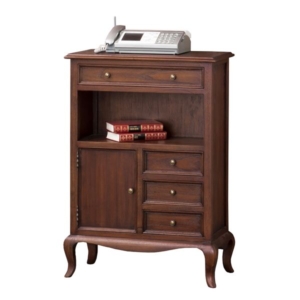 猫足電話台/FAX台 木製 扉/引き出し収納付き 『ウェール』 アンティーク調家具 完成品