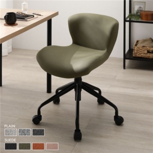 デスクチェア スエード調生地 ブラック脚 昇降式 キャスター付き コンパクト オフィスチェア