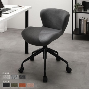 デスクチェア プレーン生地 ブラック脚 昇降式 キャスター付き コンパクト オフィスチェア