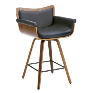 カウンターチェア 肘付き 合皮張地 合皮 360度回転 足置き付き 曲げ木 バーチェア リビング ダイニング