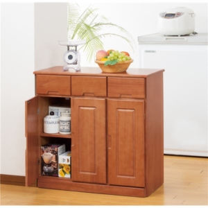 ワゴン 収納 天然木 カウンター ワゴン 3枚扉 代引不可