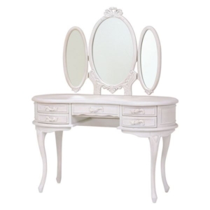 ドレッサー 化粧台 木製 姫系 三面鏡 引き出し付き アンティーク風 ハンプトンシリーズ ベッドルーム 代引不可